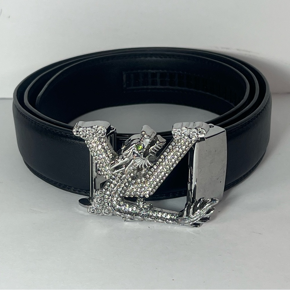 Black Belt with Silver Dragon Buckle